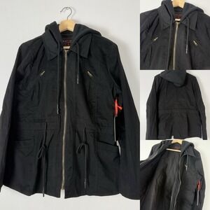 Black Label C'est Toi Women's Black Drawstring Andrak Hoodie Jacket Large‎ NWT